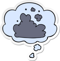 cartoon cloud and thought bubble as a printed sticker png