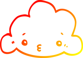 warm gradient line drawing cute cartoon cloud png