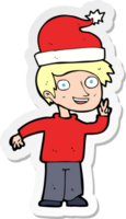 sticker of a cartoon man ready for christmas png