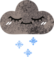 nuage de neige de tempête de dessin animé de style rétro illustration png