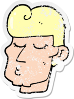 distressed sticker of a cartoon handsome man png