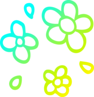 cold gradient line drawing cartoon decorative flowers png