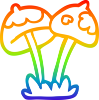 rainbow gradient line drawing cartoon mushroom png