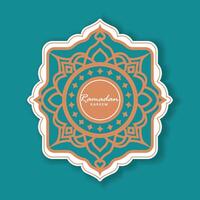 Green background Ramadan Kareem Greeting Card Design vector