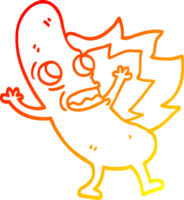 warm gradient line drawing cartoon flaming hotdog png