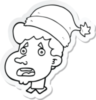 sticker of a cartoon man wearing christmas hat png