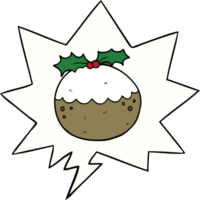 cartoon christmas pudding and speech bubble png