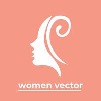 vector logo para belleza salón con hermosa mujer silueta