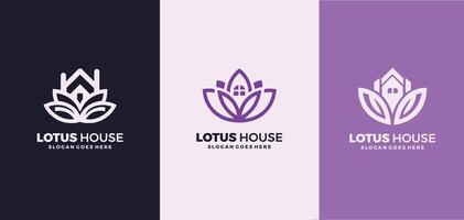 Lotus house logo design with creative concept  free Vector