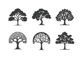 Tree silhouettes. Set of vintage black tree. Free Vector