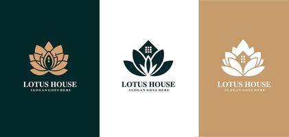 Lotus house logo design with creative concept  free Vector