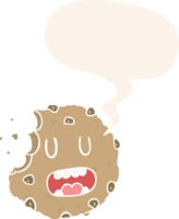 cookie de dessin animé et bulle de dialogue dans un style rétro png