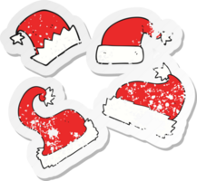 retro distressed sticker of a cartoon christmas hats png