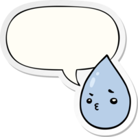 cartoon cute raindrop and speech bubble sticker png