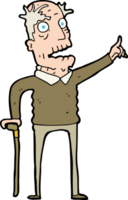 dessin animé vieil homme avec une canne png