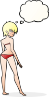 Cartoon-Frau im Bikini mit Gedankenblase png