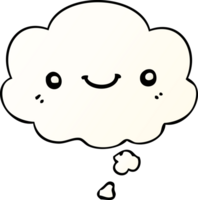 cartoon cute happy face and thought bubble in smooth gradient style png