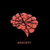 vector of anxiety brain with wire illustration