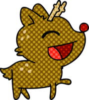 cartoon of cute red nosed reindeer png