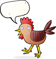 divertente cartone animato pollo con discorso bolla png