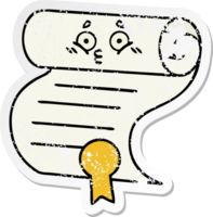 distressed sticker of a cute cartoon contract png