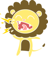 cartoon brullende leeuw in effen kleurstijl png