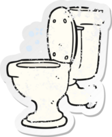 retro distressed sticker of a cartoon toilet png