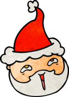 textured cartoon of a male face with beard wearing santa hat png