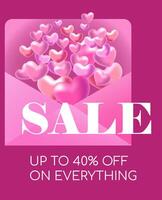 Valentine day sale promotional vector banner or poster