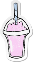 distressed sticker of a cartoon smoothie png