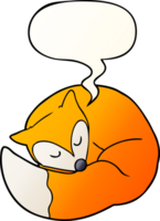 cartoon sleeping fox and speech bubble in smooth gradient style png