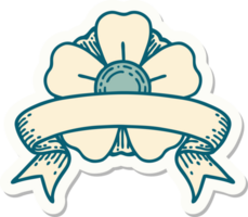 Tattoo-Aufkleber mit Banner einer Blume png