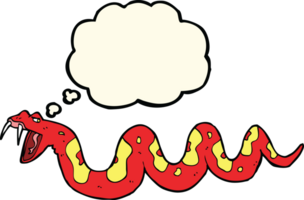 serpiente venenosa de dibujos animados con burbujas de pensamiento png