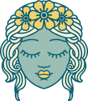 tattoo style icon of a maidens face png