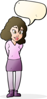 cartoon confused woman with speech bubble png