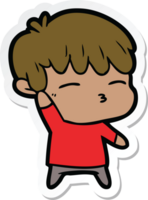 sticker of a cartoon curious boy png