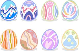 set of easter eggs hand drawn with love theme , pet theme , aesthetic color, abstract color vector clip art