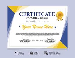 Certificate of Appreciation Design Template. Certificate of Achievement Design Template vector