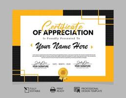 Certificate of Appreciation Design Template. Certificate of Achievement Design Template vector