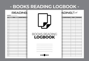 Printable KDP Books Reading Logbook Blank Vector Design Template