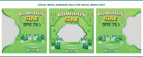 Ramadan mubarak sale promo square banner social media background template vector