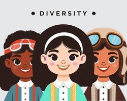 Diversity people illustration vector template teamwork office man and woman with different vibes editable