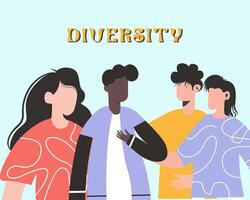 Diversity people illustration vector template teamwork office man and woman with different vibes editable