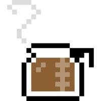 Coffee cartoon icon in pixel style vector