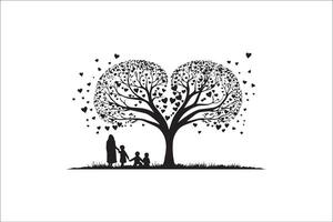 Beautifully Love tree silhouette, love tree silhouette Valentine Silhouette and love vector. vector