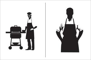 Barbecue grill Silhouette vector icon design and Grill BBQ vector icon set illustration