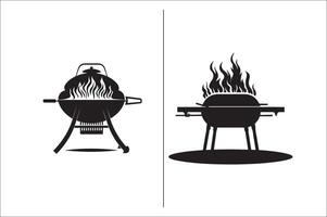 Barbecue grill Silhouette vector icon design and Grill BBQ vector icon set illustration