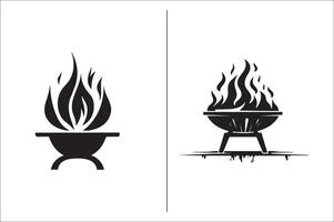 parilla parrilla silueta vector icono diseño y parrilla barbacoa vector icono conjunto ilustración