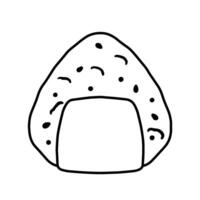 Onigiri in Black Line Icon Drawing Japanese Food Vector Illustration