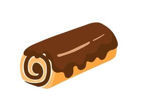 Swiss Roll Cake Chocolate Sweet Dessert Cute Flat Cartoon Vector Illustration